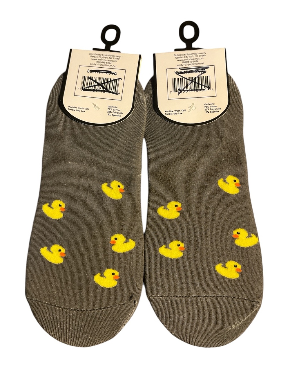 Fun Circle No-Show Socks with Yellow Duck Pattern NWT - Picture 2 of 4